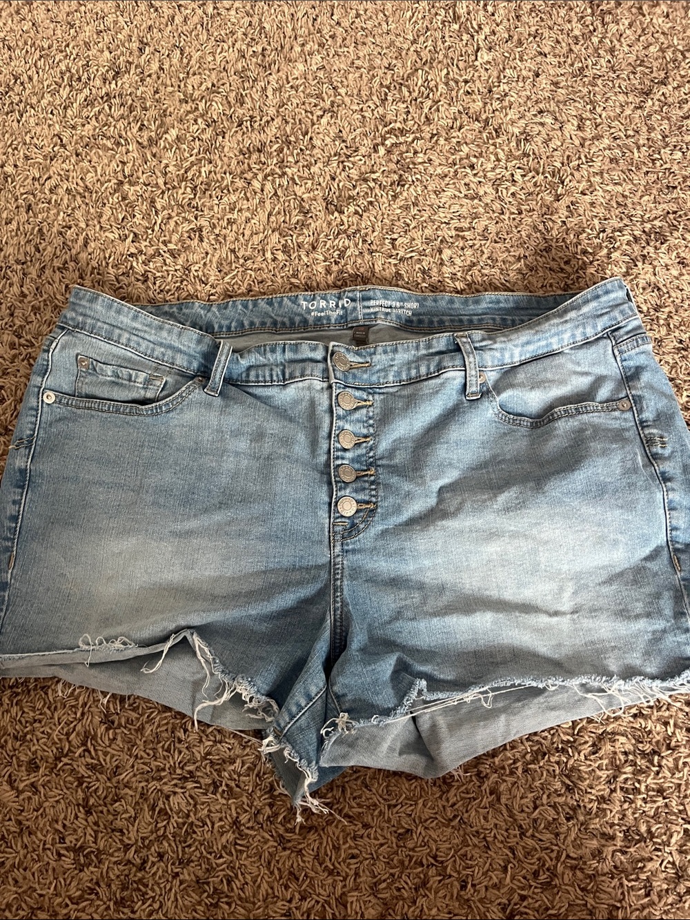 torrid Light Wash High-Rise Button Fly Denim Shorts